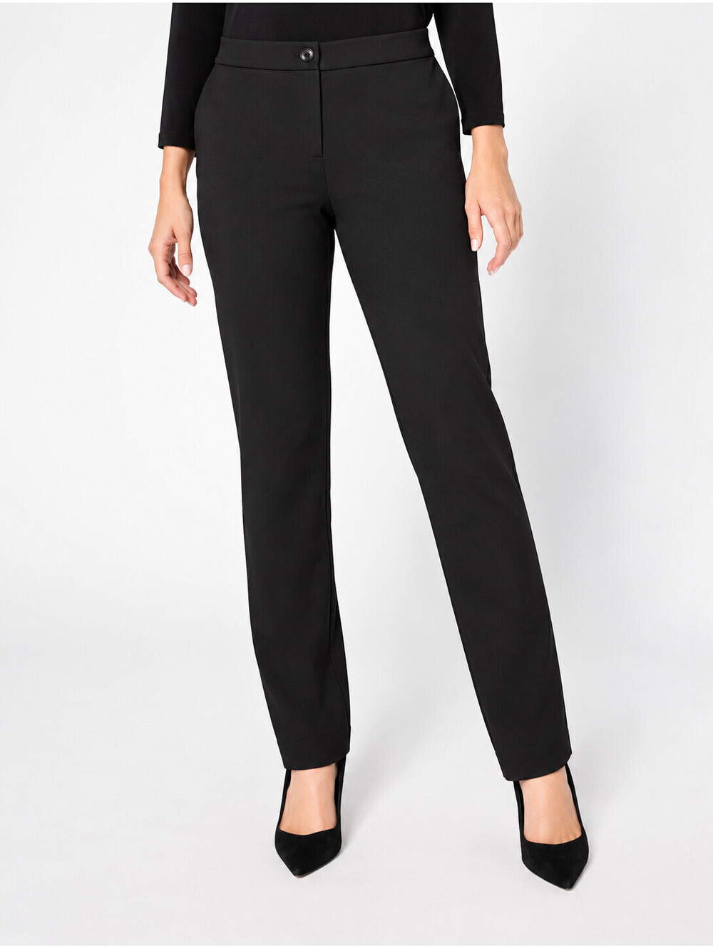 Tailored by Susan Graver Sleek Ponte Straight Leg Trouser Black, Size Petite 3X